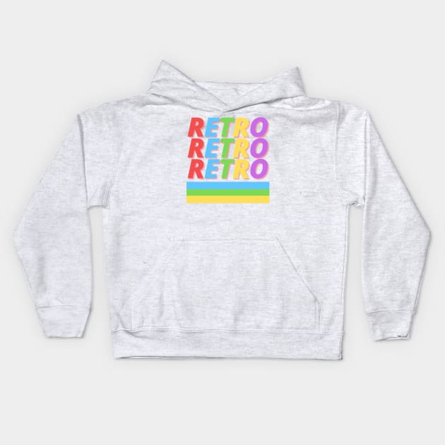 Retro Retro - Cute Colorful Typography Design Kids Hoodie by Moshi Moshi Designs